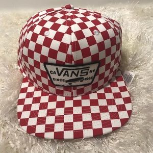 New Vans Snapback Red & White Checkerboard Cap